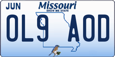 MO license plate OL9A0D