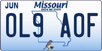 MO license plate OL9A0F