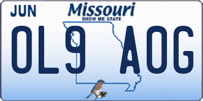 MO license plate OL9A0G