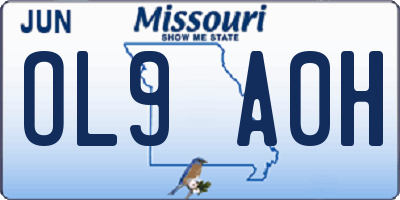 MO license plate OL9A0H