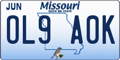 MO license plate OL9A0K