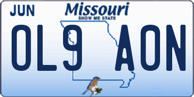 MO license plate OL9A0N