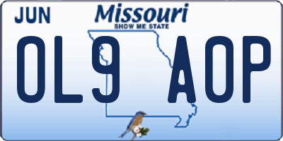 MO license plate OL9A0P