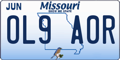 MO license plate OL9A0R