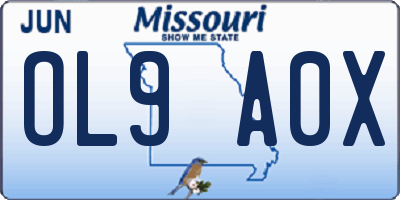 MO license plate OL9A0X