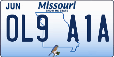 MO license plate OL9A1A