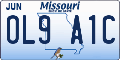 MO license plate OL9A1C