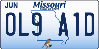 MO license plate OL9A1D