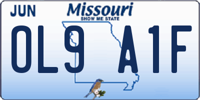 MO license plate OL9A1F