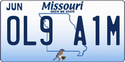 MO license plate OL9A1M