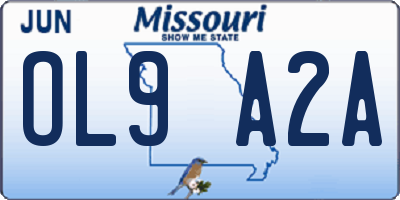 MO license plate OL9A2A
