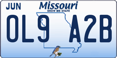 MO license plate OL9A2B