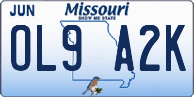 MO license plate OL9A2K