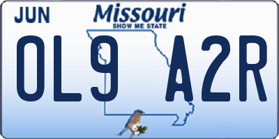 MO license plate OL9A2R