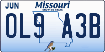 MO license plate OL9A3B