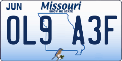 MO license plate OL9A3F