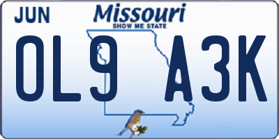 MO license plate OL9A3K