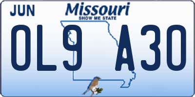 MO license plate OL9A3O