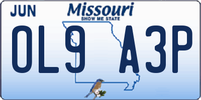 MO license plate OL9A3P