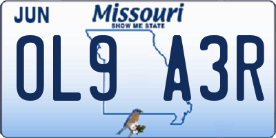 MO license plate OL9A3R