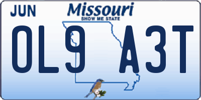 MO license plate OL9A3T
