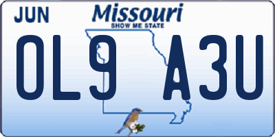 MO license plate OL9A3U