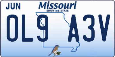 MO license plate OL9A3V
