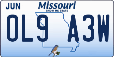 MO license plate OL9A3W