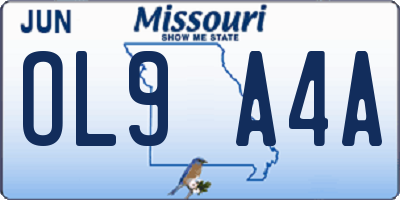 MO license plate OL9A4A