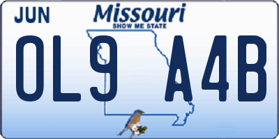 MO license plate OL9A4B