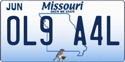 MO license plate OL9A4L