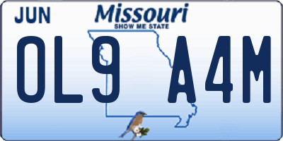 MO license plate OL9A4M