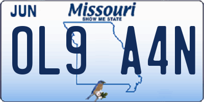 MO license plate OL9A4N