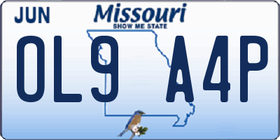 MO license plate OL9A4P