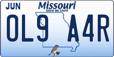 MO license plate OL9A4R