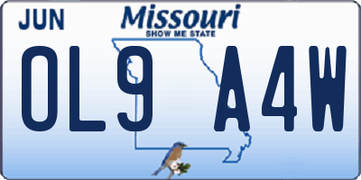 MO license plate OL9A4W
