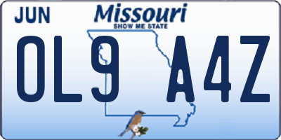 MO license plate OL9A4Z