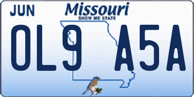 MO license plate OL9A5A