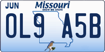 MO license plate OL9A5B