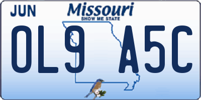 MO license plate OL9A5C