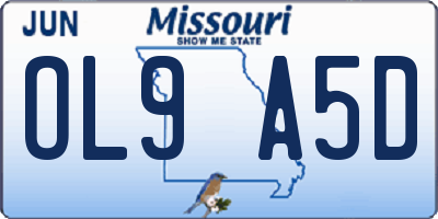 MO license plate OL9A5D