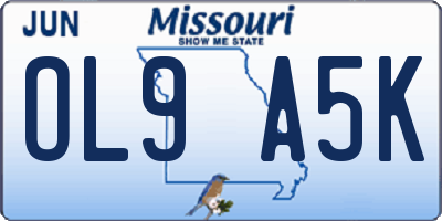 MO license plate OL9A5K
