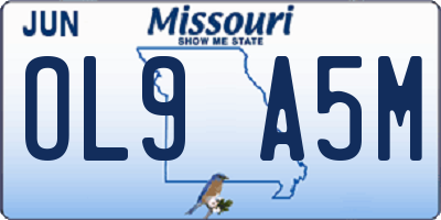 MO license plate OL9A5M