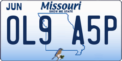MO license plate OL9A5P
