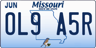 MO license plate OL9A5R