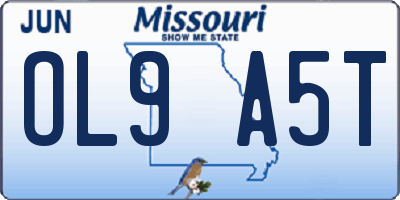 MO license plate OL9A5T