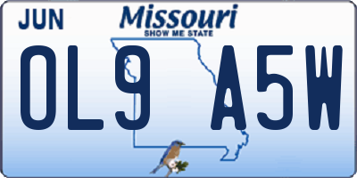 MO license plate OL9A5W