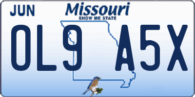 MO license plate OL9A5X
