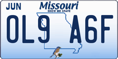 MO license plate OL9A6F