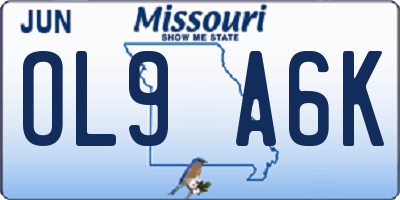 MO license plate OL9A6K